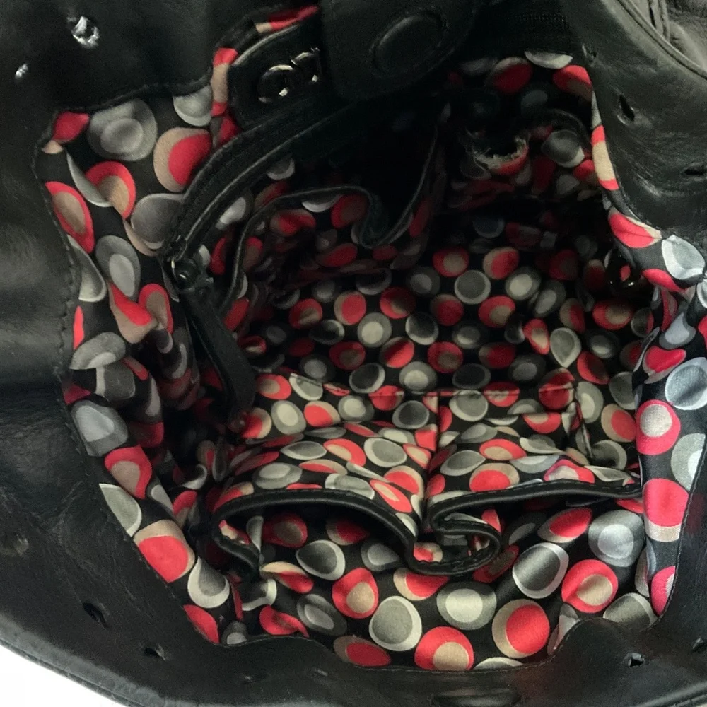 LOCKHEART Rare Black Leather Bag Floral Details